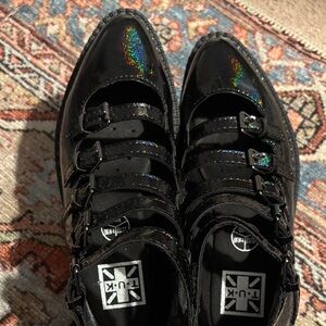 T.U.K Black Iridescent Multi-Strap Shoes